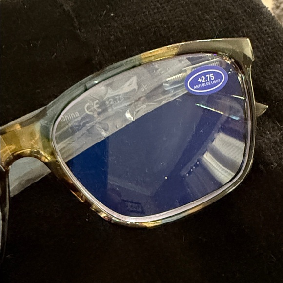 Sigvan Blue Lens Square Reading  Glasses +2.75 - Picture 3 of 5